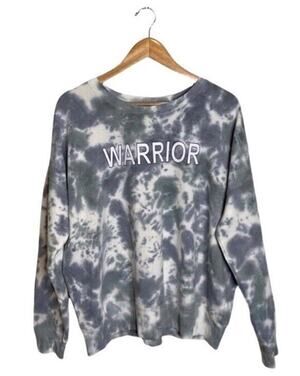 Lacausa Warrior Sweatshirt Size Medium Crew Neck Blue White Oversized Cotton NWT